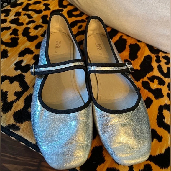 ZARA Silver and Black Trim Mary Janes - Picture 8 of 8